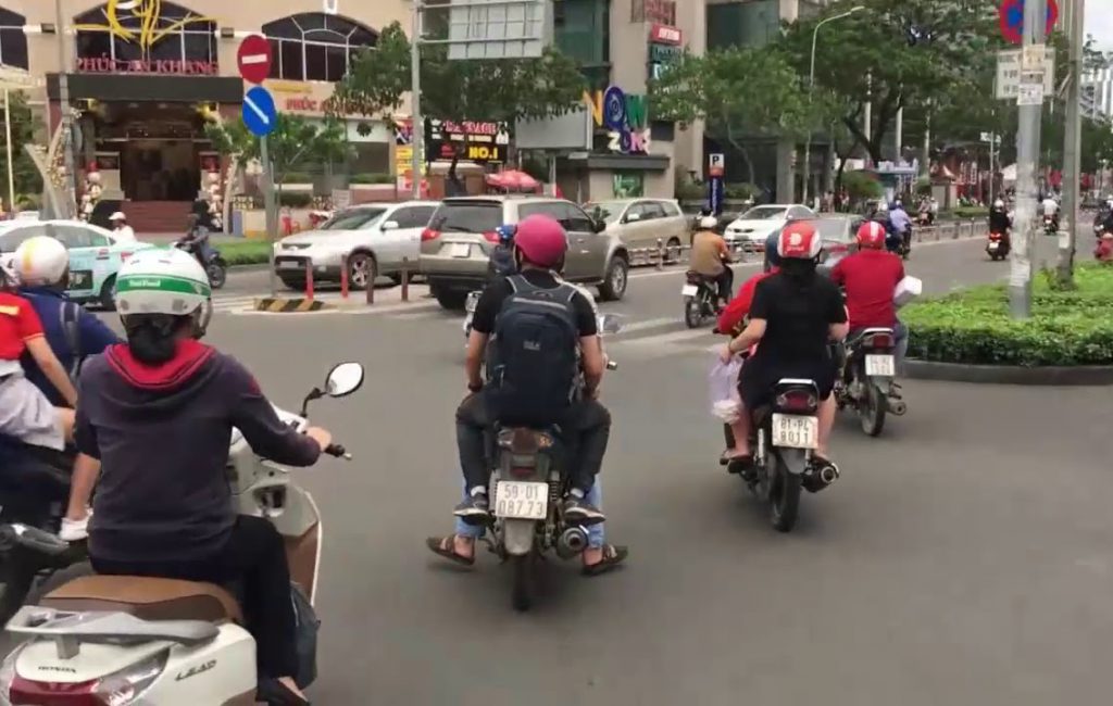 Motorcycle Taxis in Ho Chi Minh City . Vietnam